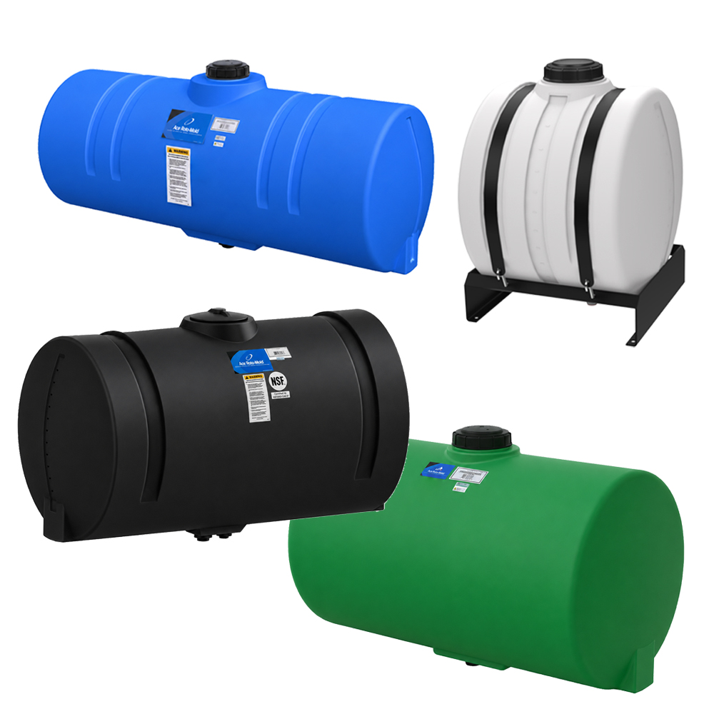 95 Gallon Natural LLDPE Round Horizontal Tank with 5